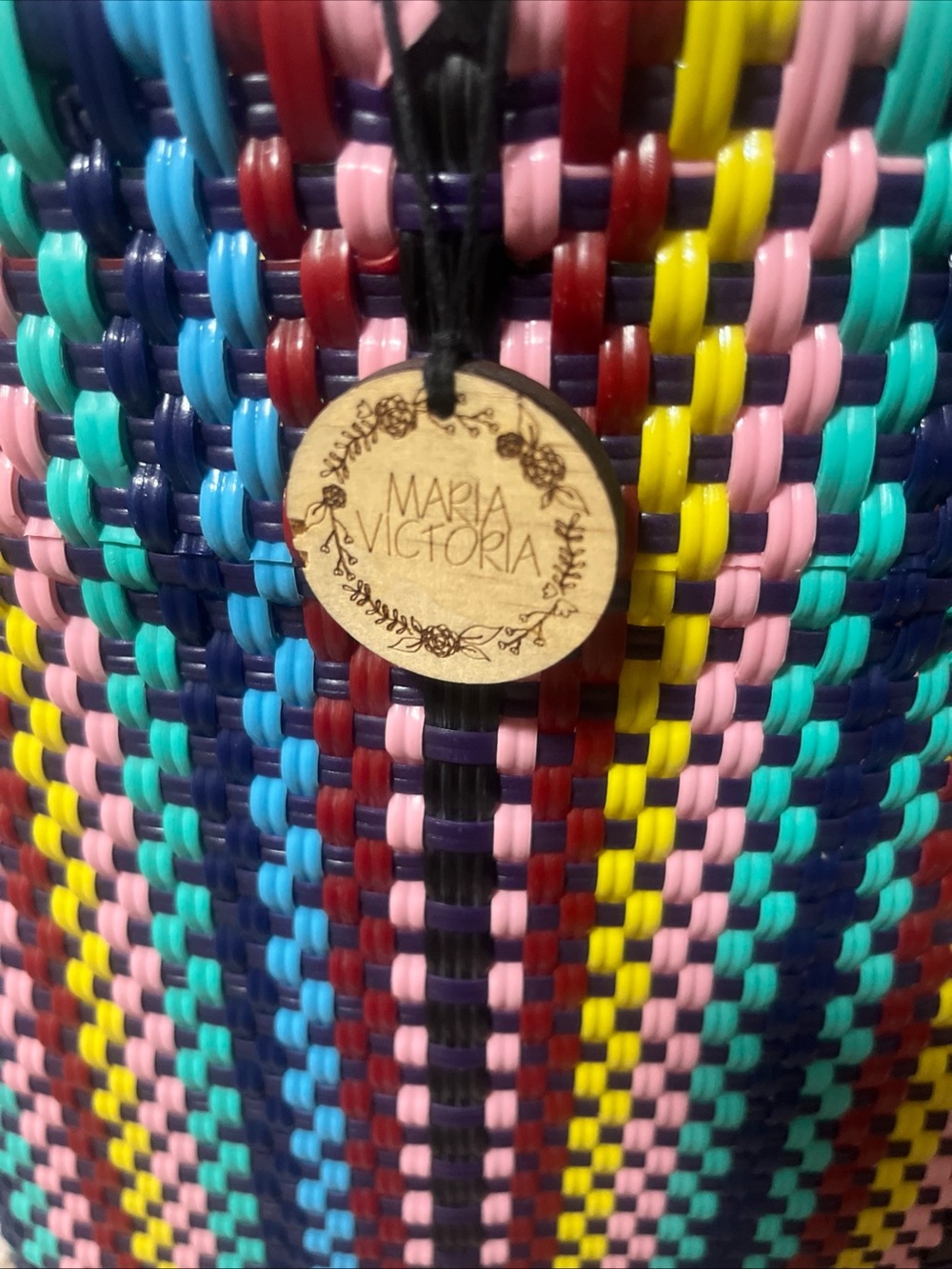 Maria Victoria ORZCO Handwoven Tote Bag  Braided Handle Sz 13.58x7x13 10.5” - Picture 3 of 11
